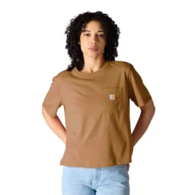 Tencel-skjorte til kvinder med løs pasform, rund hals og lomme