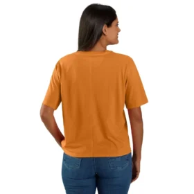 Tencel-skjorte til kvinder med løs pasform, rund hals og lomme