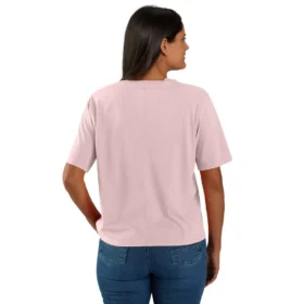 Tencel-skjorte til kvinder med løs pasform, rund hals og lomme