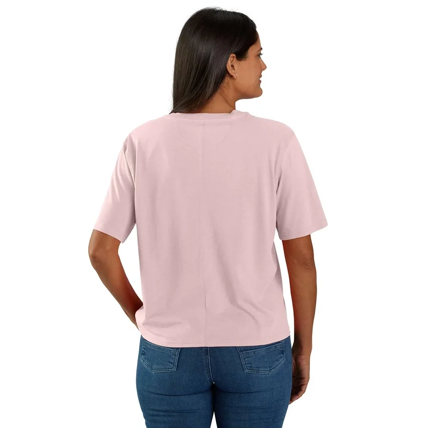 Tencel-skjorte til kvinder med løs pasform, rund hals og lomme