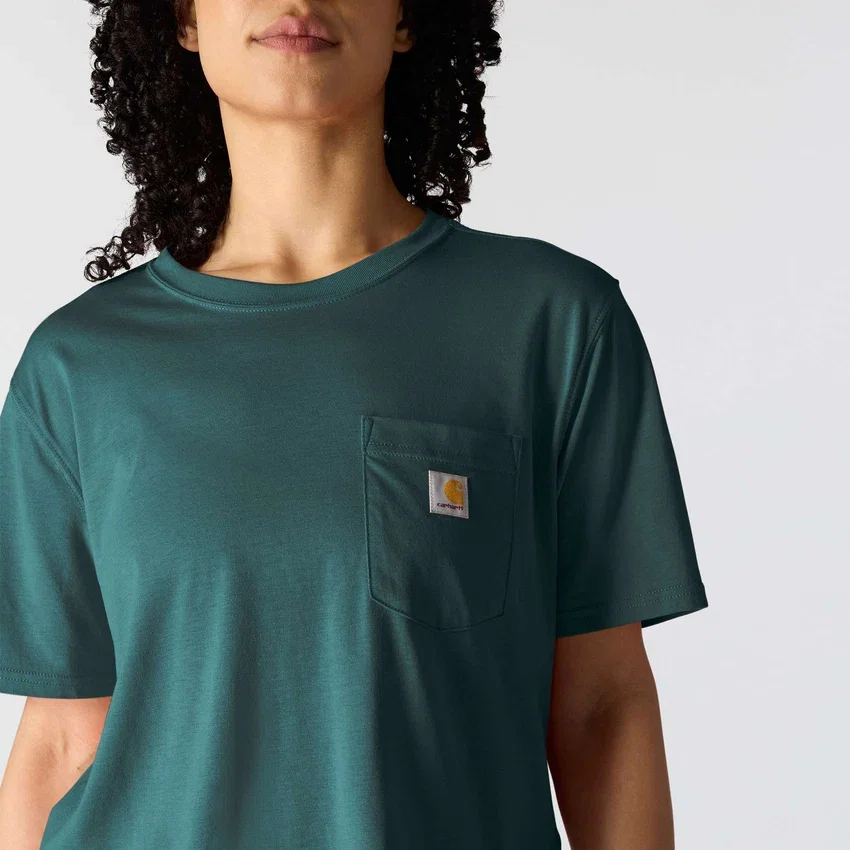 Tencel-skjorte til kvinder med løs pasform, rund hals og lomme