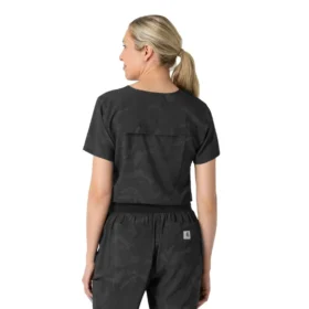 Tuck-in-scrubbluse med print til kvinder