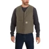Vest til mænd i vasket duck-stof med robust sherpa-foring