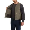 Vest til mænd i vasket duck-stof med robust sherpa-foring