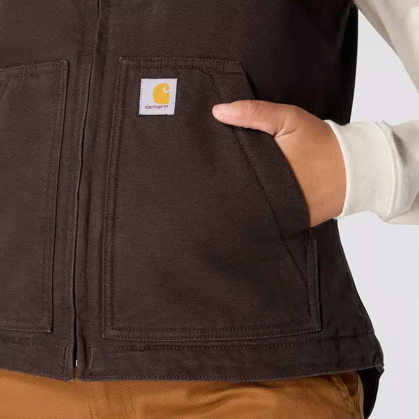 Veste til kvinder i vasket duck-stof med sherpa-foring og høj hals