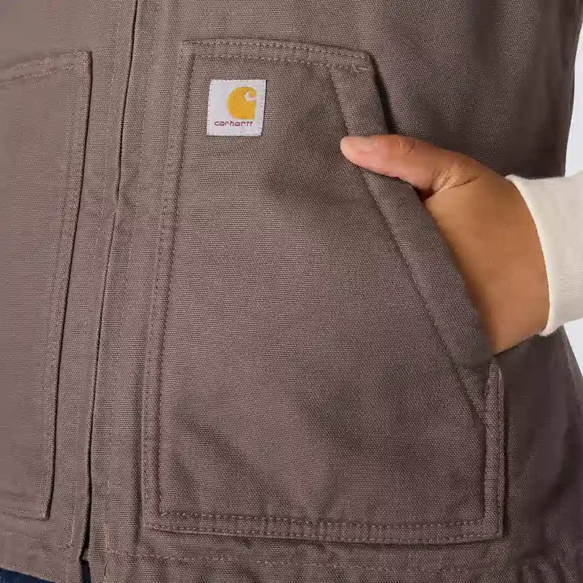 Veste til kvinder i vasket duck-stof med sherpa-foring og høj hals